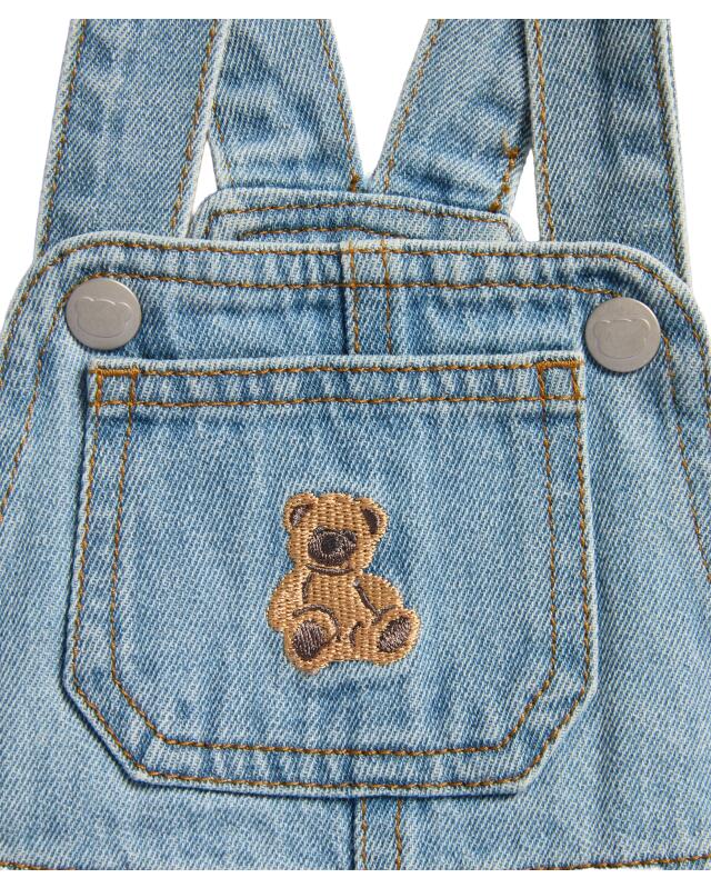 Dungarees with bear embroidery for baby boys, denim blue (KiK Latzhose mit Bärenstickerei (jeansblau)) — KiK, authentic German product in Morocco