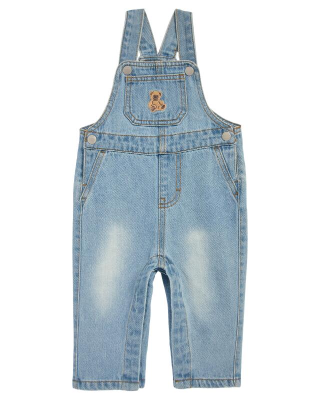 Dungarees with bear embroidery for baby boys, denim blue (KiK Latzhose mit Bärenstickerei (jeansblau)) — KiK, authentic German product in Morocco
