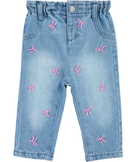 Jeans mit Schleifenstickereien