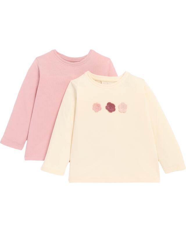 T-shirts manches longues à fleurs au crochet bébé fille, blanc cassé (KiK Langarmshirts Häkelblumen (offwhite)) — KiK, produit allemand authentique au Maroc