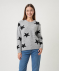 Strickpullover mit Sternenmuster hellgrau melange