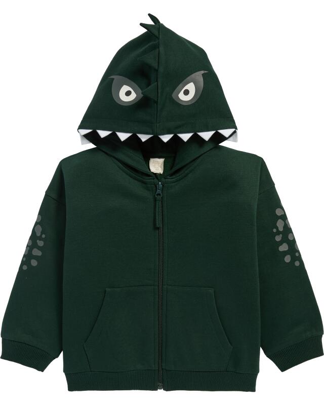 Veste sweat zippée à pics garçon, vert foncé (KiK Sweatjacke mit Zacken (dunkelgrün)) — KiK, produit allemand authentique au Maroc