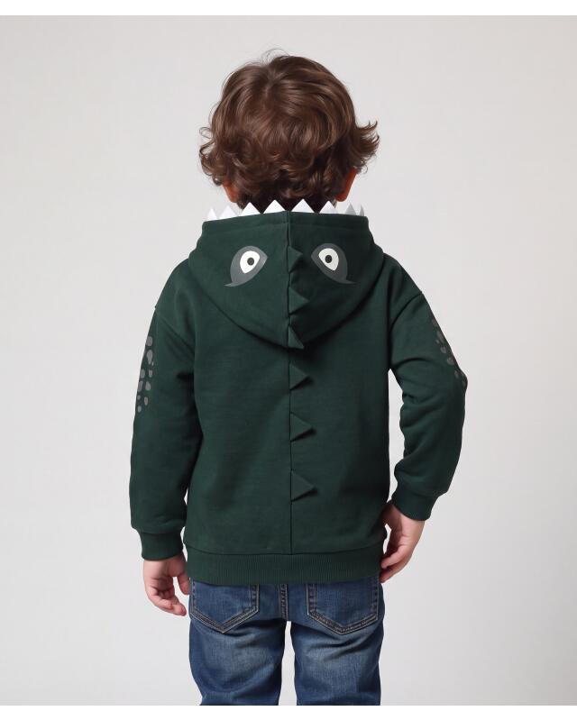 Veste sweat zippée à pics garçon, vert foncé (KiK Sweatjacke mit Zacken (dunkelgrün)) — KiK, produit allemand authentique au Maroc