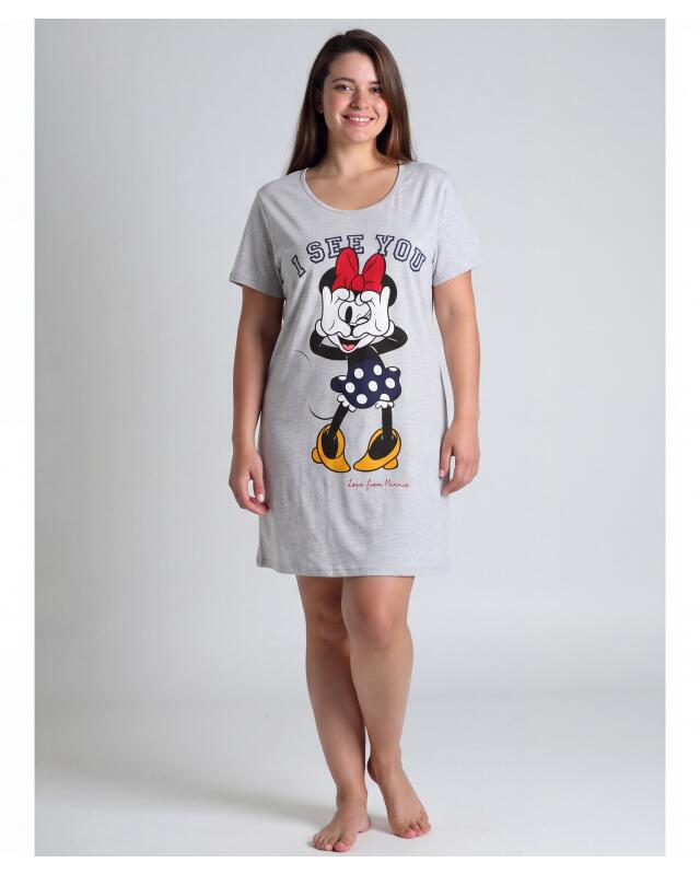 Licensed big shirt nightie for women, grey marl — KiK, authentic German product in Morocco