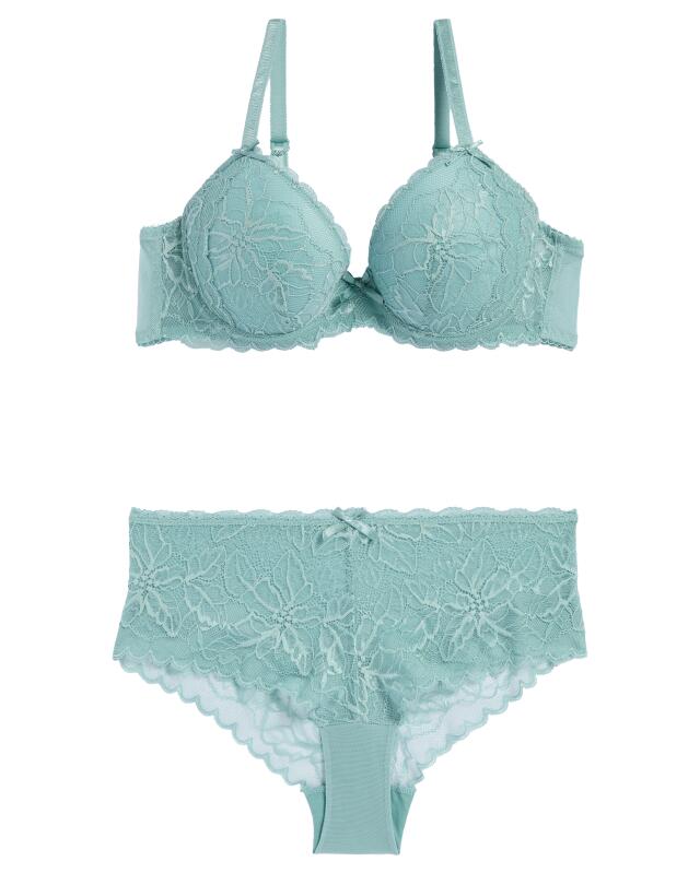 Push-up bra + hipster briefs for women, mint green (KiK Push-up-BH + Panty in Mintgrün (mintgrün)) — KiK, authentic German product in Morocco