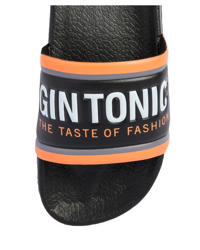 Slides with wide strap for men, black/orange (KiK Badelatschen mit breitem Riemen (schwarz/orange)) — KiK, authentic German product in Morocco