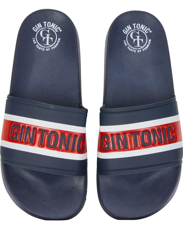 Slides with wide strap for men, navy/red (KiK Badelatschen mit breitem Riemen (dunkelblau/rot)) — KiK, authentic German product in Morocco