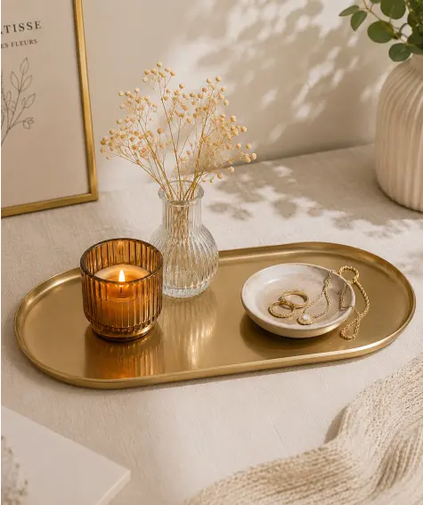 Goldfarbenes Dekotablett