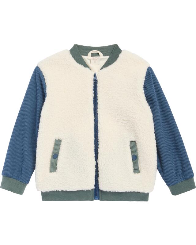 Veste teddy et velours côtelé garçon, blanc cassé (KiK Collegejacke Teddy-Cord (offwhite)) — KiK, produit allemand authentique au Maroc