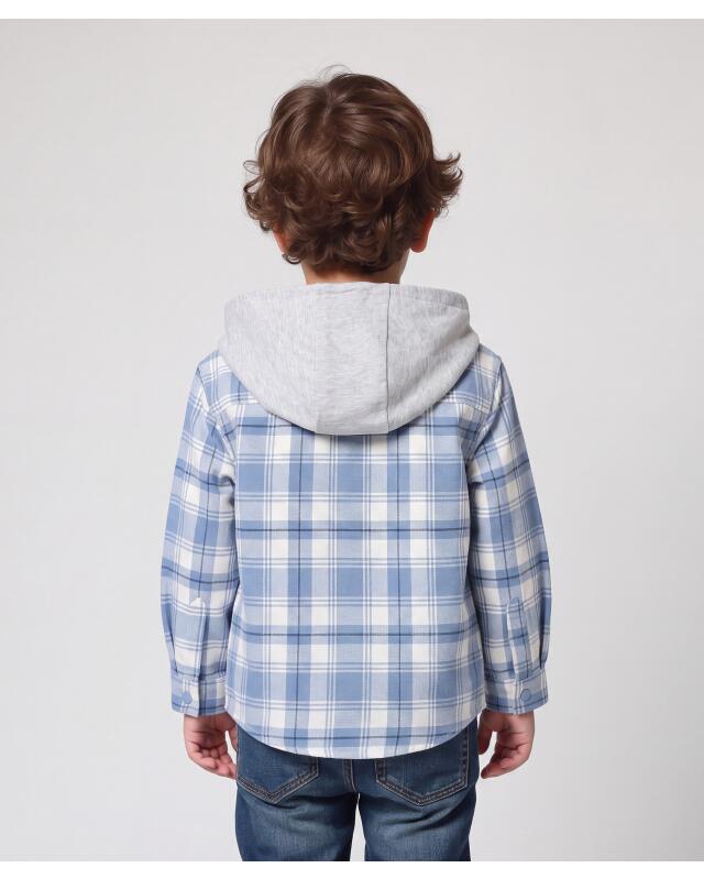 Checked shirt with hood for boys, blue checked (KiK Kariertes Hemd mit Kapuze (blau kariert)) — KiK, authentic German product in Morocco