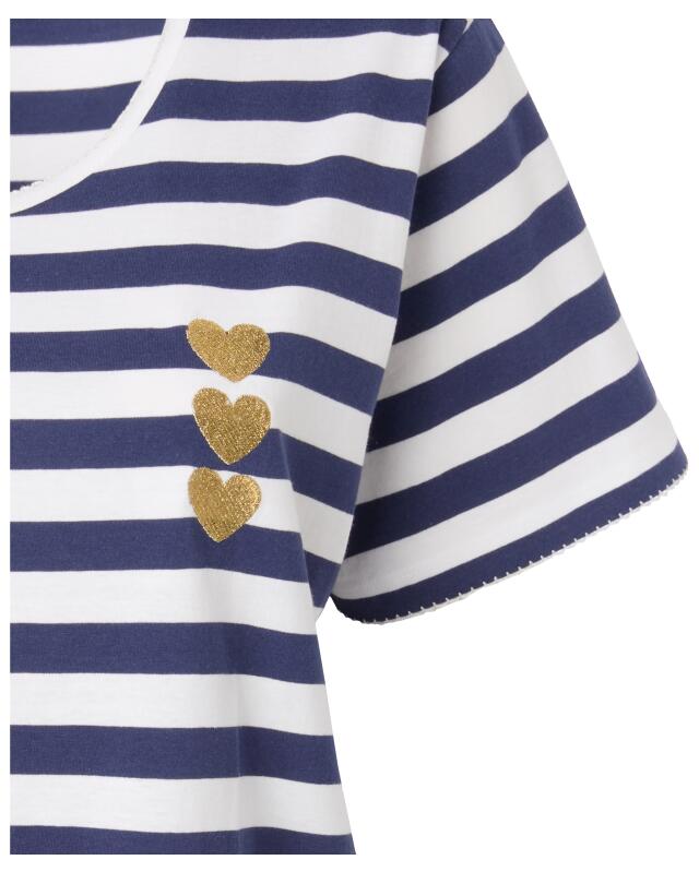 Chemise de nuit à cœurs pailletés femme, bleu indigo (KiK Bigshirt mit Glitzerherzen (indigo blau)) — KiK, produit allemand authentique au Maroc
