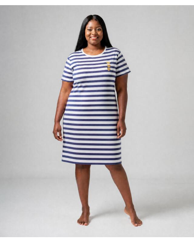 Chemise de nuit à cœurs pailletés femme, bleu indigo — KiK, produit allemand authentique au Maroc