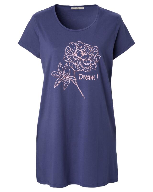 Nightshirt with flower for women, indigo blue (KiK Bigshirt Blume (indigo blau)) — KiK, authentic German product in Morocco