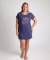 Bigshirt Blume indigo blau