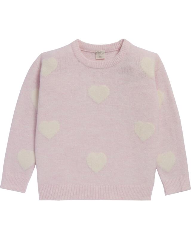 Pull en maille à motif cœurs fille, violet clair (KiK Strickpullover mit Herzmuster (helllila)) — KiK, produit allemand authentique au Maroc