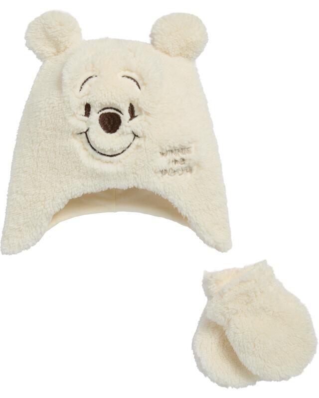 Bonnet + moufles moelleux bébé fille, blanc cassé — KiK, produit allemand authentique au Maroc