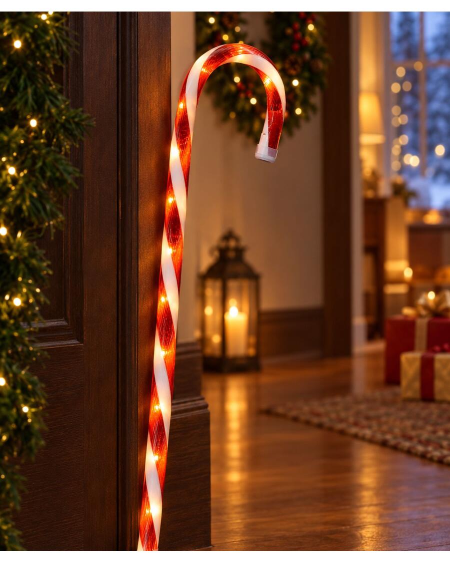 LED-Zuckerstange Weihnachten, rot/weiß