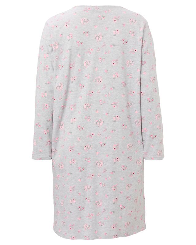 Nightshirt with flowers for women, grey marl (KiK Bigshirt mit Blumen (grau melange)) — KiK, authentic German product in Morocco