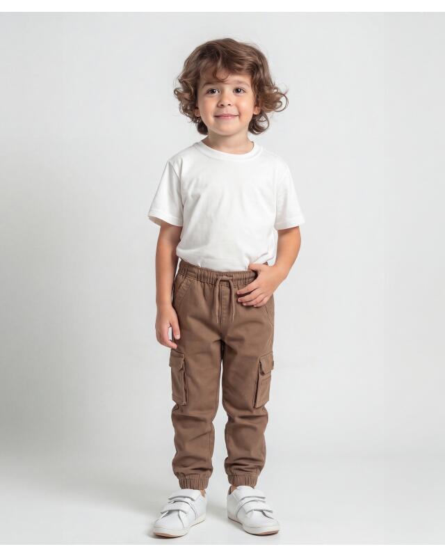 Twill trousers with cargo pockets for boys, soft brown (KiK Twillhose mit Cargotaschen (softbraun)) — KiK, authentic German product in Morocco