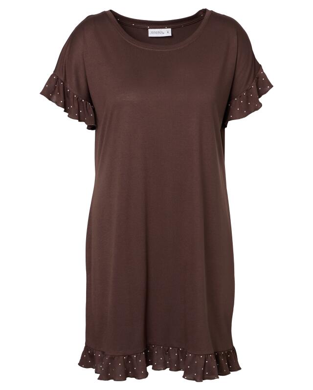 Chemise de nuit à volants femme, marron (KiK Bigshirt mit Rüschen (braun)) — KiK, produit allemand authentique au Maroc