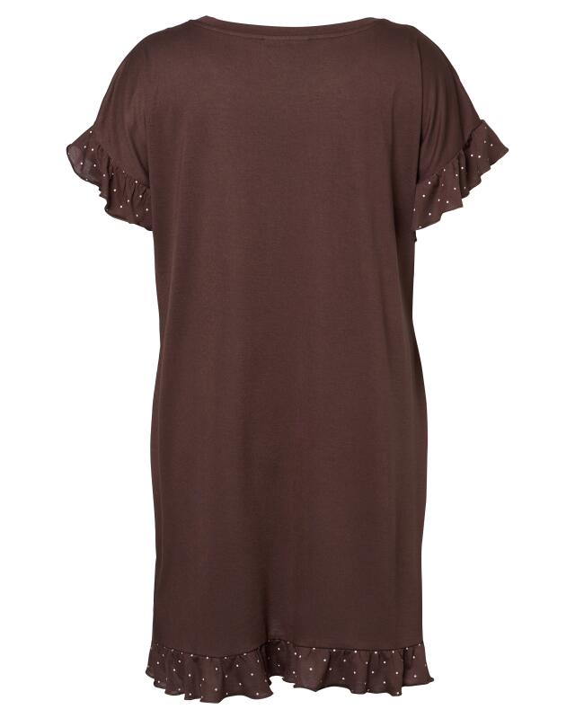 Chemise de nuit à volants femme, marron (KiK Bigshirt mit Rüschen (braun)) — KiK, produit allemand authentique au Maroc