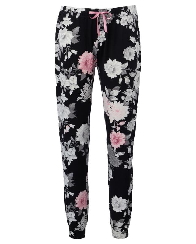Long pyjamas for women, black printed (KiK Langer Pyjama (schwarz bedruckt)) — KiK, authentic German product in Morocco