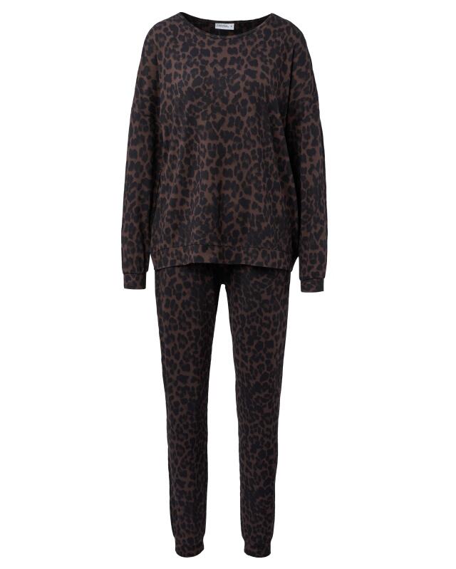 Pyjama long femme, léopard marron (KiK Langer Pyjama (Leo Braun)) — KiK, produit allemand authentique au Maroc
