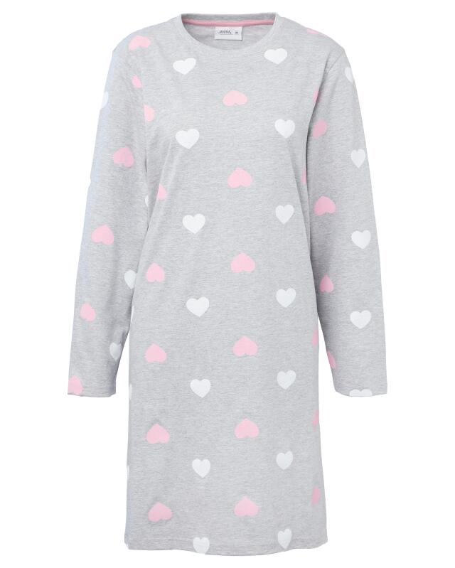 Nightshirt with hearts for women, grey printed (KiK Bigshirt mit Herzen (grau bedruckt)) — KiK, authentic German product in Morocco