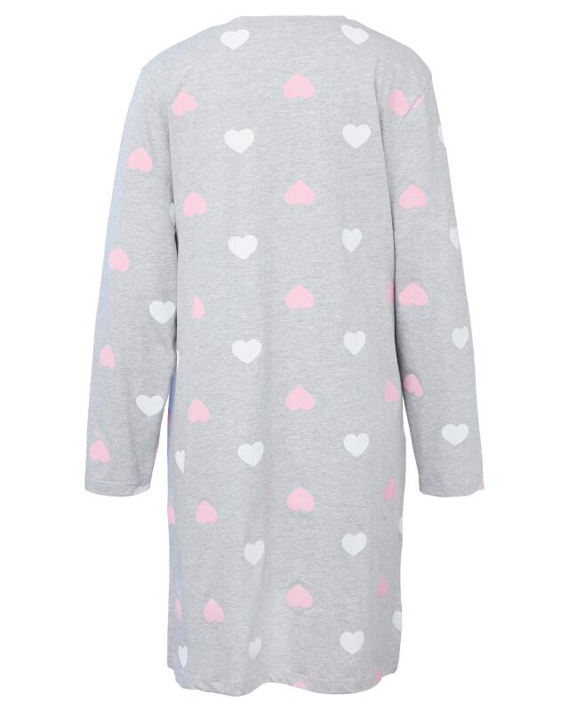Nightshirt with hearts for women, grey printed (KiK Bigshirt mit Herzen (grau bedruckt)) — KiK, authentic German product in Morocco