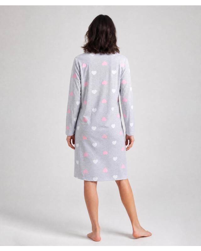 Nightshirt with hearts for women, grey printed (KiK Bigshirt mit Herzen (grau bedruckt)) — KiK, authentic German product in Morocco
