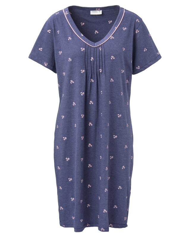 Nightshirt with piping for women, indigo blue (KiK Bigshirt mit Biesen (indigo blau)) — KiK, authentic German product in Morocco