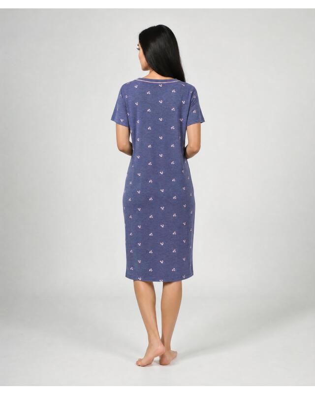 Nightshirt with piping for women, indigo blue (KiK Bigshirt mit Biesen (indigo blau)) — KiK, authentic German product in Morocco