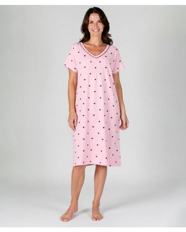 Chemise de nuit à passepoils femme, rose — KiK, produit allemand authentique au Maroc