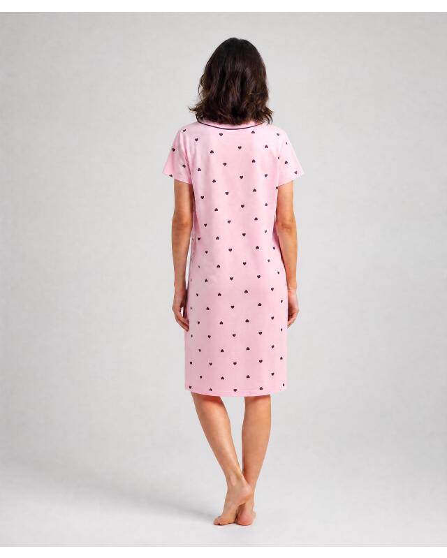 Nightshirt with piping for women, pink (KiK Bigshirt mit Biesen (rosa)) — KiK, authentic German product in Morocco