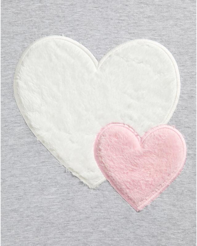 Pyjamas with plush hearts for women, grey marl (KiK Pyjama mit Plüschherzen (grau melange)) — KiK, authentic German product in Morocco