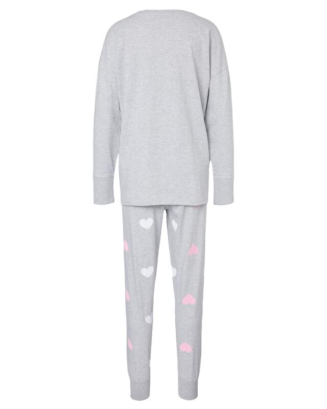 Pyjamas with plush hearts for women, grey marl (KiK Pyjama mit Plüschherzen (grau melange)) — KiK, authentic German product in Morocco