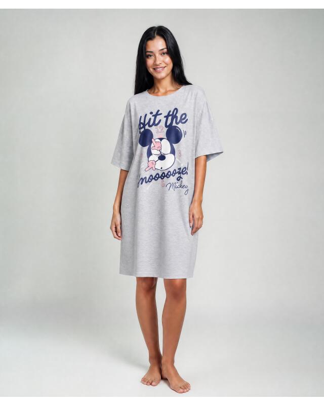 Licensed big shirt nightie for women, grey marl — KiK, authentic German product in Morocco