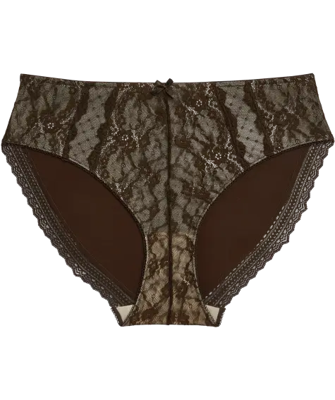 Brauner Slip mit Spitze