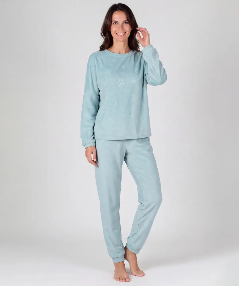 Nicki-Pyjama mit Ausbrennermuster für Damen, dukeltürkis