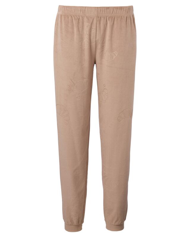 Velour pyjamas with burnout pattern for women, beige (KiK Nicki-Pyjama mit Ausbrennermuster (Beige)) — KiK, authentic German product in Morocco