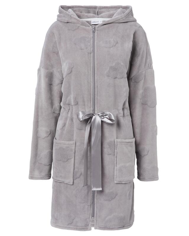 روب حمام من الفليس بسحاب للنساء، رمادي مبرقش (KiK Fleece-Bademantel mit Reißverschluss (grau melange)) — KiK, منتج ألماني أصلي في المغرب