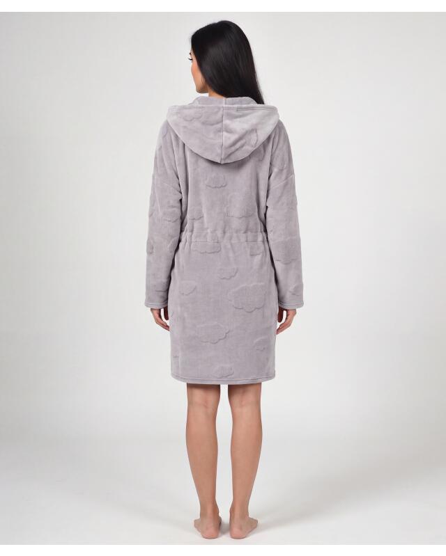 روب حمام من الفليس بسحاب للنساء، رمادي مبرقش (KiK Fleece-Bademantel mit Reißverschluss (grau melange)) — KiK, منتج ألماني أصلي في المغرب