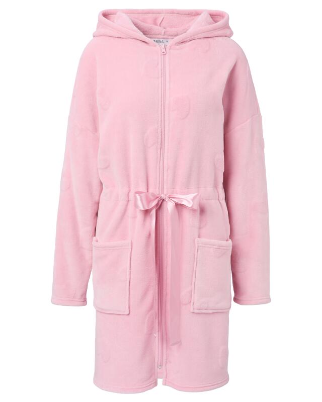 Zip-up fleece dressing gown for women, pink (KiK Fleece-Bademantel mit Reißverschluss (rosa)) — KiK, authentic German product in Morocco