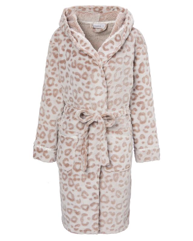 Peignoir polaire à capuche femme, beige (KiK Fleece-Bademantel mit Kapuze (Beige)) — KiK, produit allemand authentique au Maroc