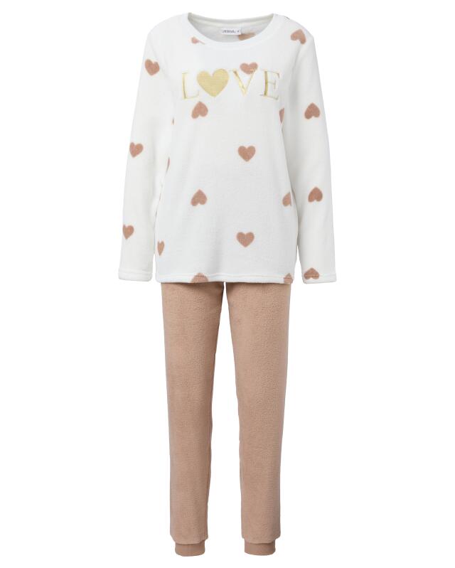 Fleece pyjamas for women, beige (KiK Pyjama aus Fleece (Beige)) — KiK, authentic German product in Morocco
