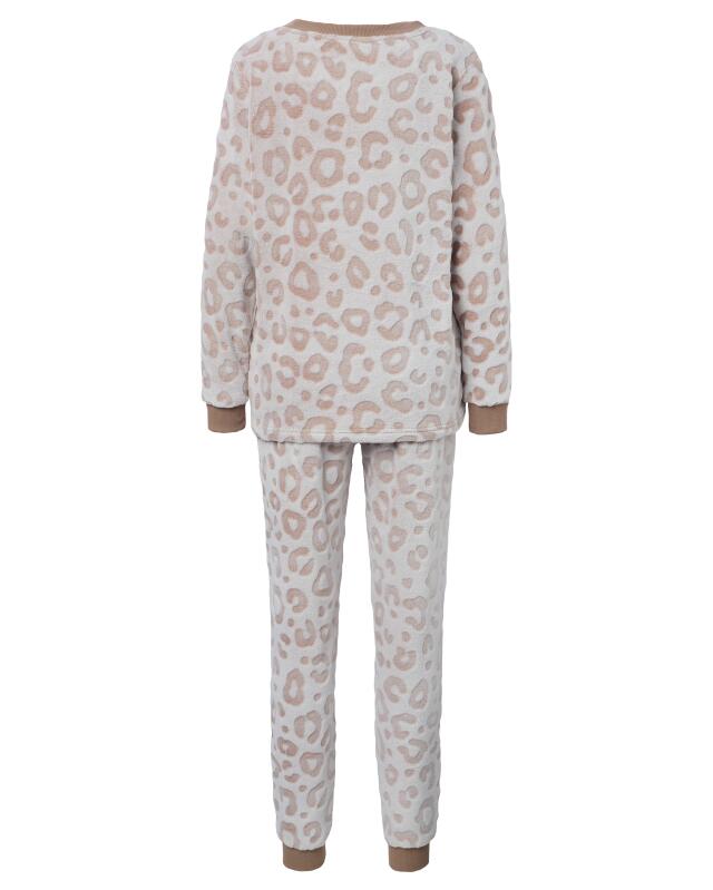 Leopard print fleece pyjamas for women, beige (KiK Fleece-Pyjama Leo (Beige)) — KiK, authentic German product in Morocco