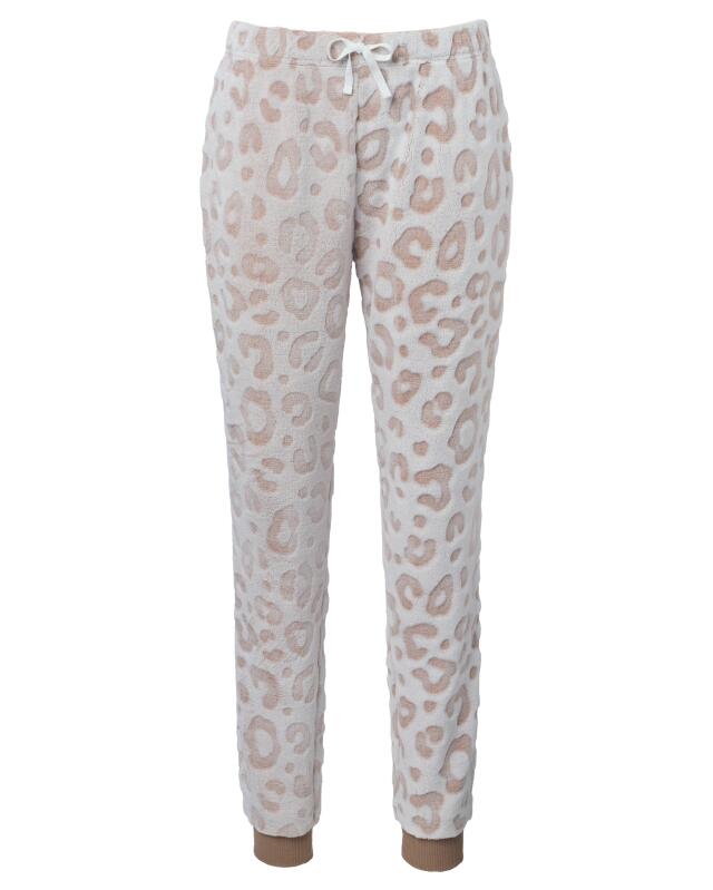 Leopard print fleece pyjamas for women, beige (KiK Fleece-Pyjama Leo (Beige)) — KiK, authentic German product in Morocco