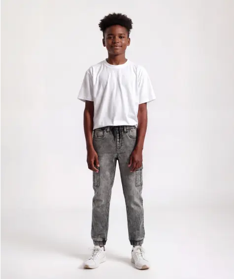 Graue Cargo-Jeans