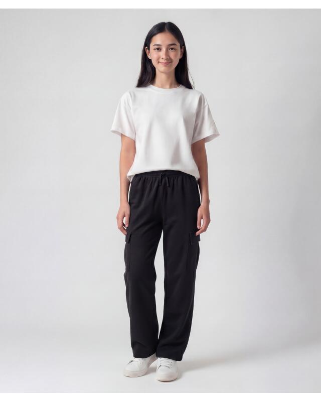 Pantalon cargo à jambes larges fille, noir (KiK Cargohose mit weitem Bein (schwarz)) — KiK, produit allemand authentique au Maroc