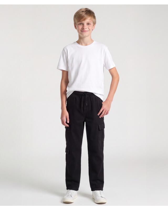 Pantalons cargo garçon, noir (KiK Schwarze Cargohosen (schwarz)) — KiK, produit allemand authentique au Maroc
